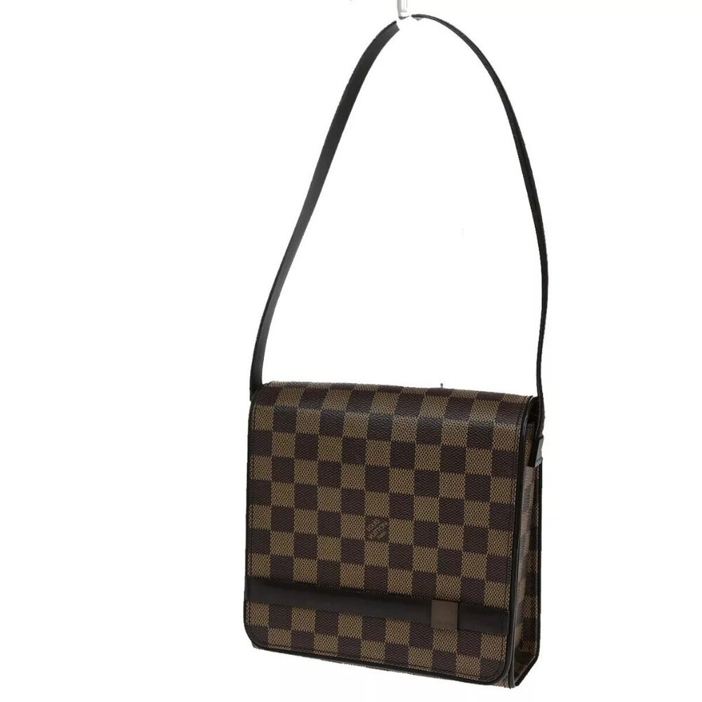 LOUIS VUITTON Tribeca Shoulder Bag Damier Ebene Leather Brown